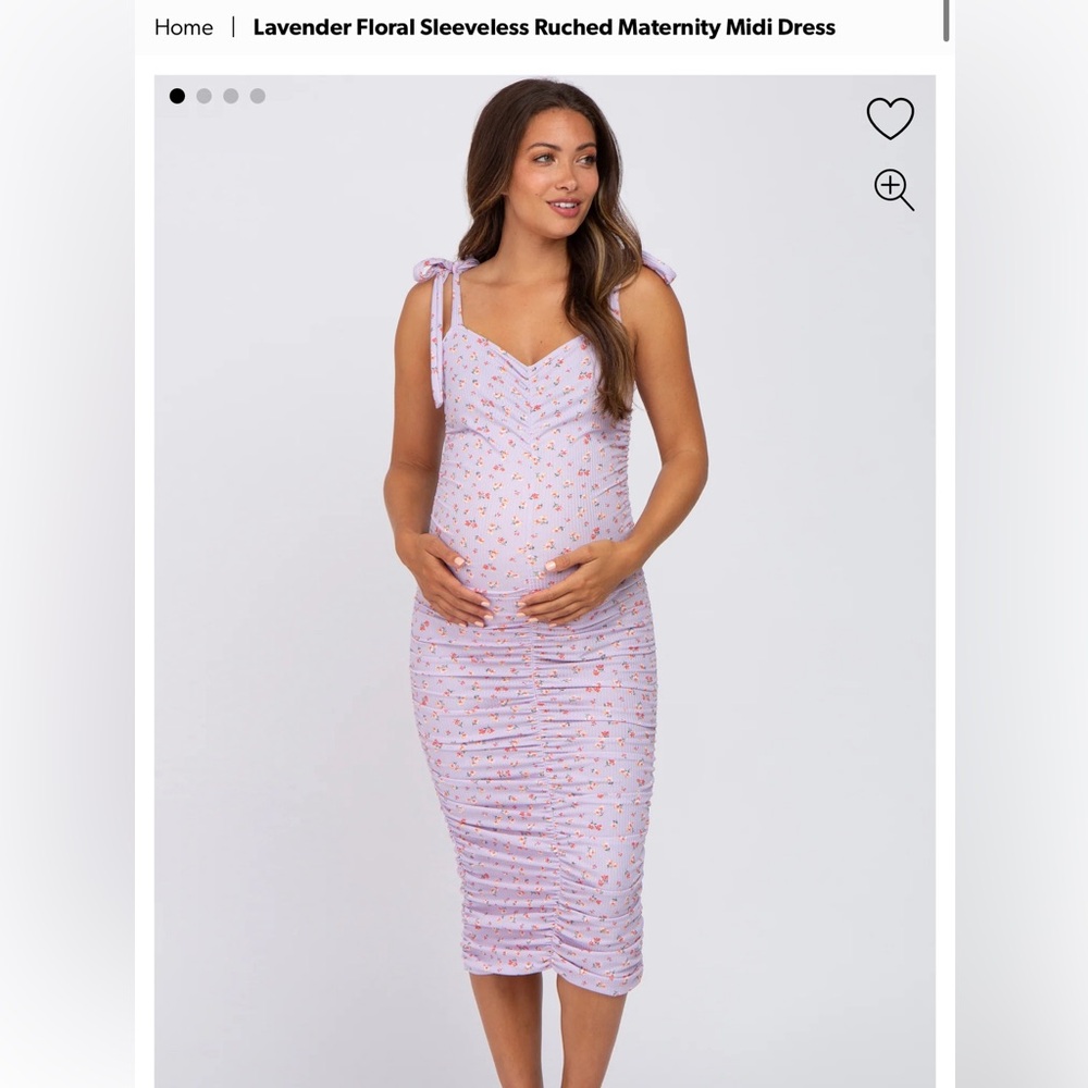 PINKBLUSH Lavender floral ruched maternity dress